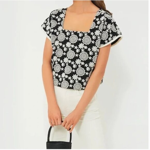 Black & Ivory Eyelet Vivienne Blouse - Picture 1 of 8